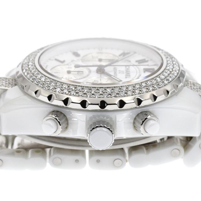 シャネル CHANEL H1007 J12 白セラミック アフターダイヤ クロノグラフ