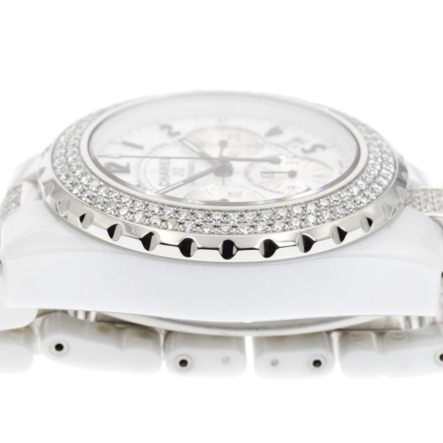 シャネル CHANEL H1007 J12 白セラミック アフターダイヤ クロノグラフ