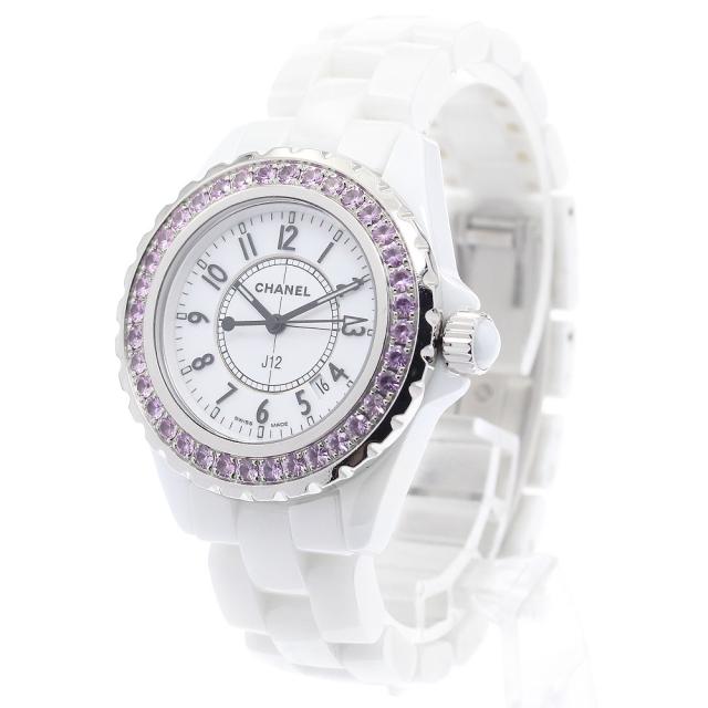 シャネル CHANEL H1181 J12 ピンクサファイアベゼル クォーツ レディース _908393 シャネル CHANEL H1181 J12 ピンクサファイアベゼル クォーツ
