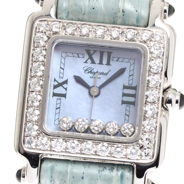ショパール Chopard 27/8894-23/11 ハッピースポーツ スクエアミニ ダイヤベゼル 5Pダイヤ クォーツ レディース _907818