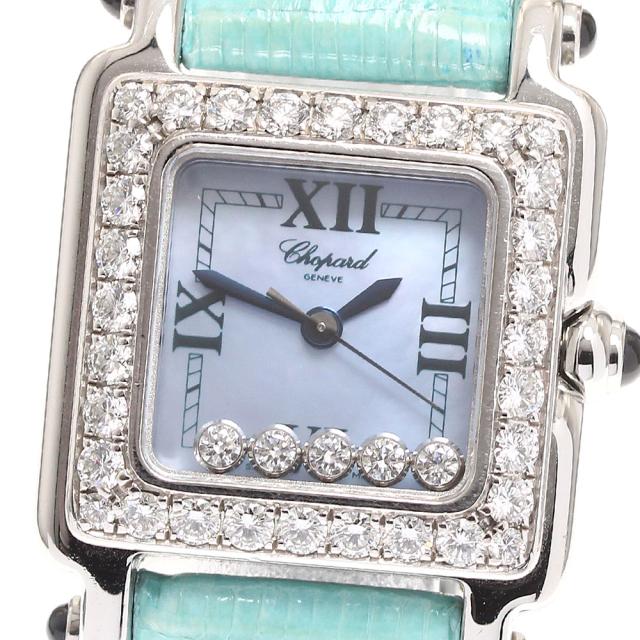 ショパール Chopard 27/8894-23/11 ハッピースポーツ スクエアミニ ダイヤベゼル 5Pダイヤ シェル文字盤 クォーツ レディース _911753