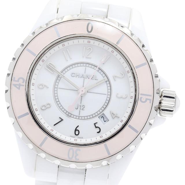 シャネル CHANEL H4467 J12 ソフトピンク 白セラミック 世界限定1200本 クォーツ レディース 保証書付き_911232