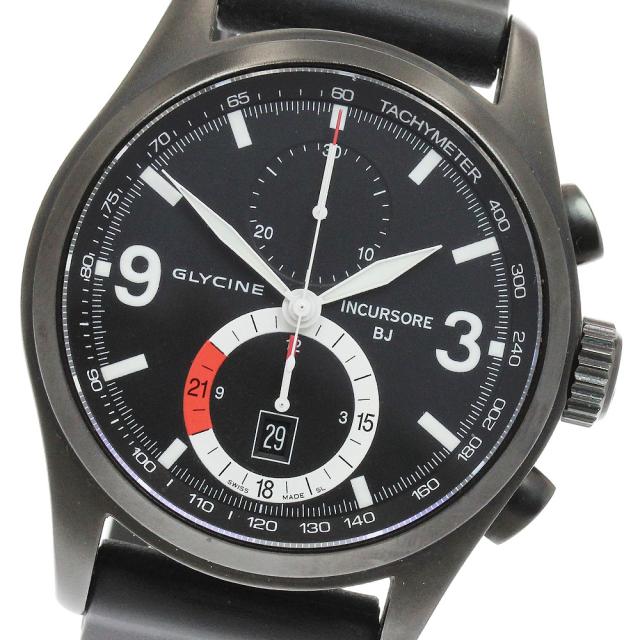 グリシン GLYCINE 3871 インクルソーレ ブラックジャック クロノグラフ 手巻き メンズ 良品 _914282【ev15】