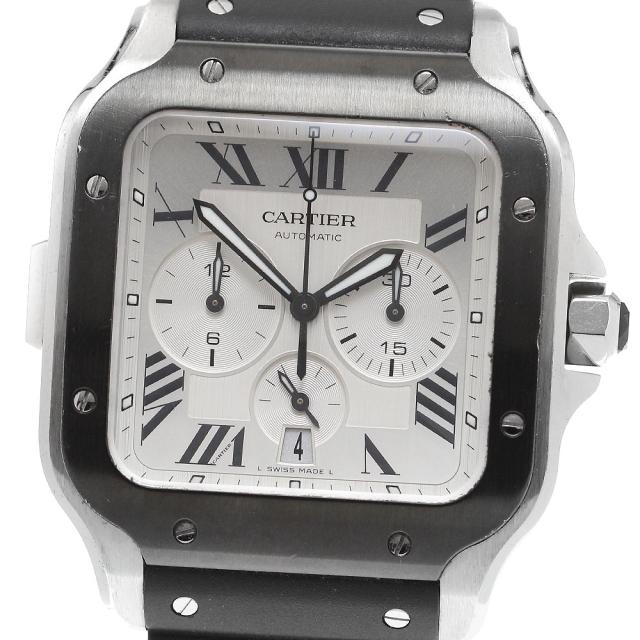ベルト訳あり カルティエ CARTIER WSSA0017 サントス ドゥ カルティエ クロノグラフ XL デイト 自動巻き メンズ 保証書付き_914605