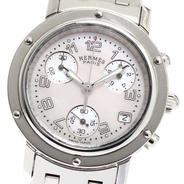 エルメス HERMES CL1.310 クリッパークロノ デイト クォーツ レディース 良品 _917175