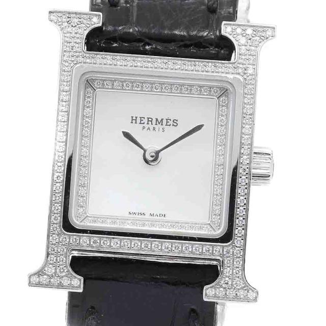エルメス HERMES HH1.132 Hウォッチミニ ダイヤベゼル クォーツ レディース 内箱・保証書付き_919597