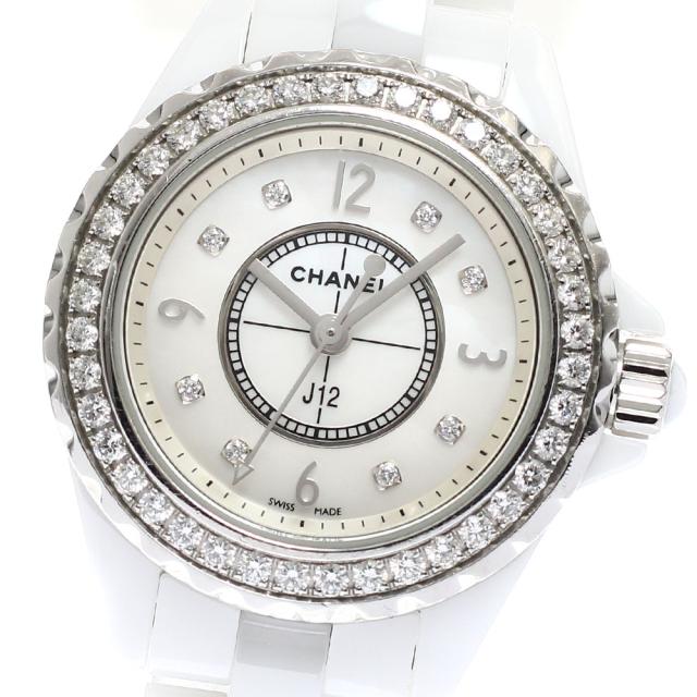 シャネル CHANEL H2572 J12 白セラミック ダイヤベゼル 8Pダイヤ クォーツ レディース 保証書付き_920029 286,110円