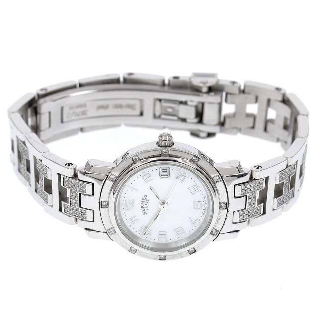 エルメス HERMES CL4.230 クリッパー ナクレ ベゼル 12Pダイヤ クォーツ レディース 保証書付き_917128_2