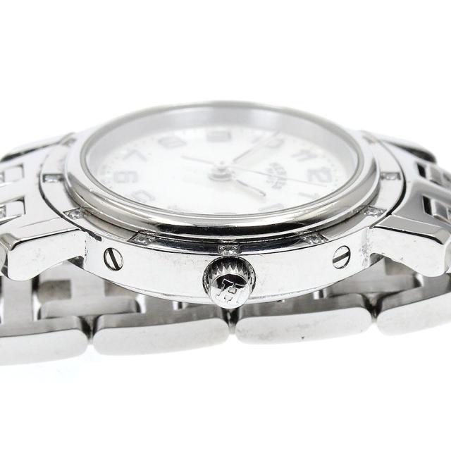 エルメス HERMES CL4.230 クリッパー ナクレ ベゼル 12Pダイヤ クォーツ レディース 保証書付き_917128_5