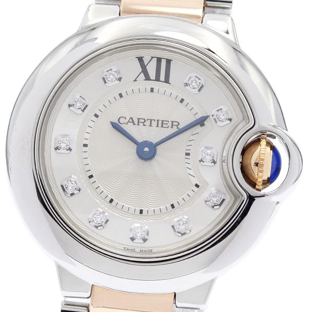 カルティエ CARTIER WE902030 バロンブルーSM K18PGコンビ 11Pダイヤ クォーツ レディース メーカーOH済み_921988 276,210円
