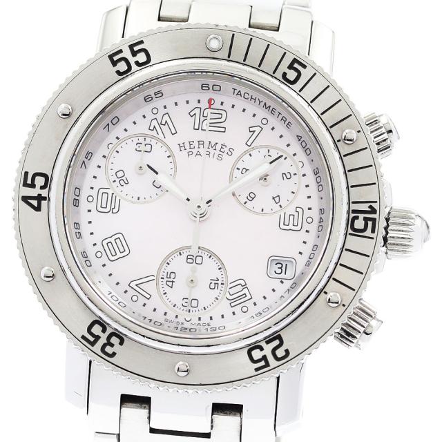 訳あり エルメス HERMES CL2.310 クリッパーダイバー クロノグラフ クォーツ レディース 内箱・保証書付き_917088