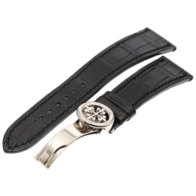 パテックフィリップ PATEK PHILIPPE K18WGバックル付き革ベルト ラグ幅20/16mm ブラック メンズ _915260