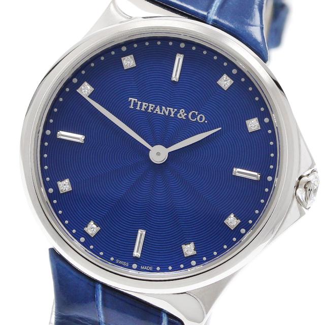 ティファニー TIFFANY&Co. 60874778 メトロ 2 ハンド 8Pダイヤモンド クォーツ レディース 美品 _917683