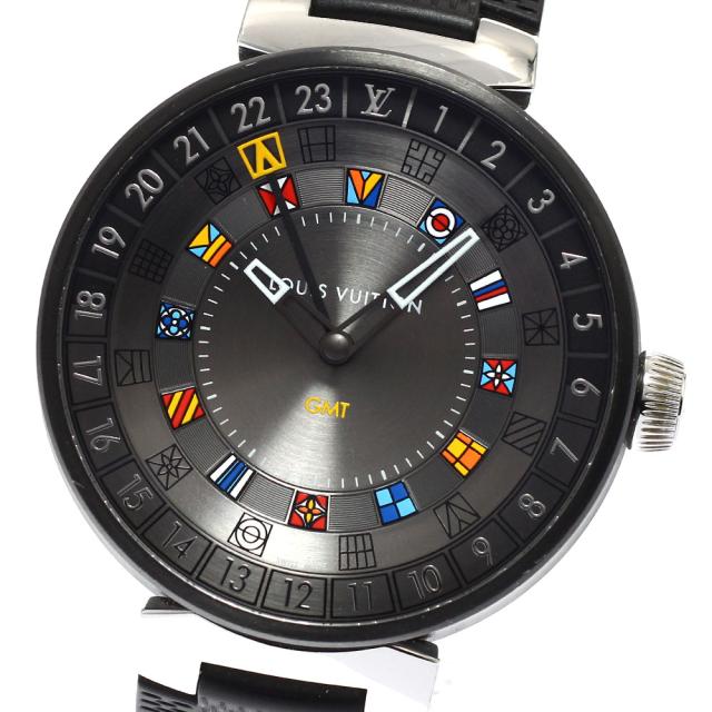 ルイ・ヴィトン LOUIS VUITTON QA097 タンブール ムーンデュアルタイム GMT クォーツ メンズ _932378