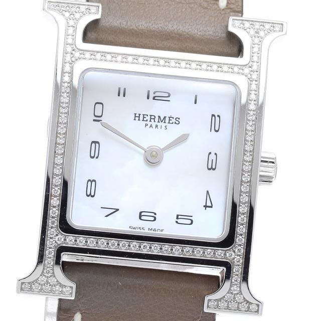 エルメス HERMES HH1.235 Hウォッチ PM ダイヤベゼル クォーツ レディース 箱・保証書付き_930881