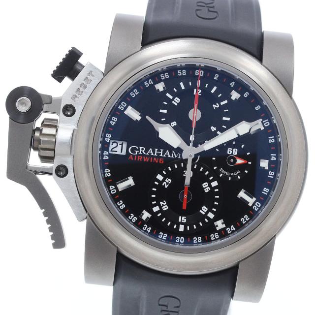 グラハム GRAHAM 2OVKT.B45A クロノファイター オーバーサイズ クロノグラフ 自動巻き メンズ 美品 箱・保証書付き_933557
