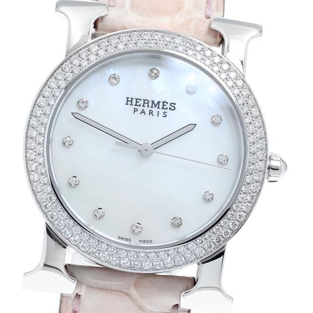エルメス HERMES HR1.530 Hウォッチ ロンド ダイヤベゼル 12Pダイヤ クォーツ レディース 美品 _932616 130,900円