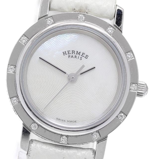 エルメス HERMES CL4.230 クリッパー ナクレ 12Pダイヤ クォーツ レディース 内箱・保証書付き_934005