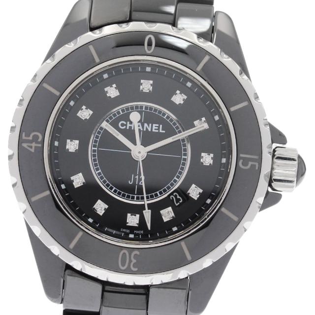 シャネル CHANEL H1625 J12 黒セラミック 33ｍｍ 12Pダイヤ クォーツ レディース _920513
