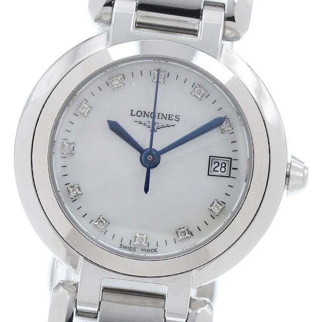 ロンジン LONGINES L8.110.4 プリマルナ 11Pダイヤ デイト クォーツ レディース 極美品 _933944