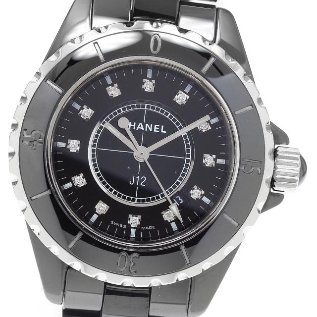 シャネル CHANEL H1625 J12 黒セラミック 33ｍｍ 12Pダイヤ クォーツ レディース _932897