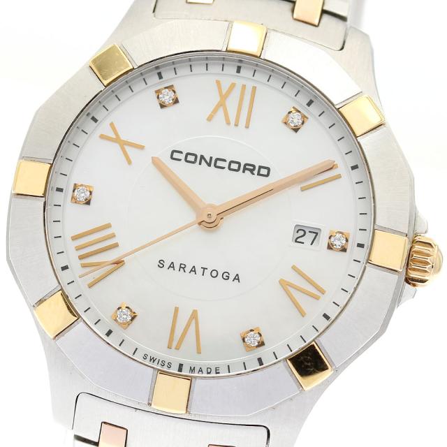 コンコルド Concord 02.3.15.1061 サラトガ 6Pダイヤ デイト クォーツ レディース 良品 _930579