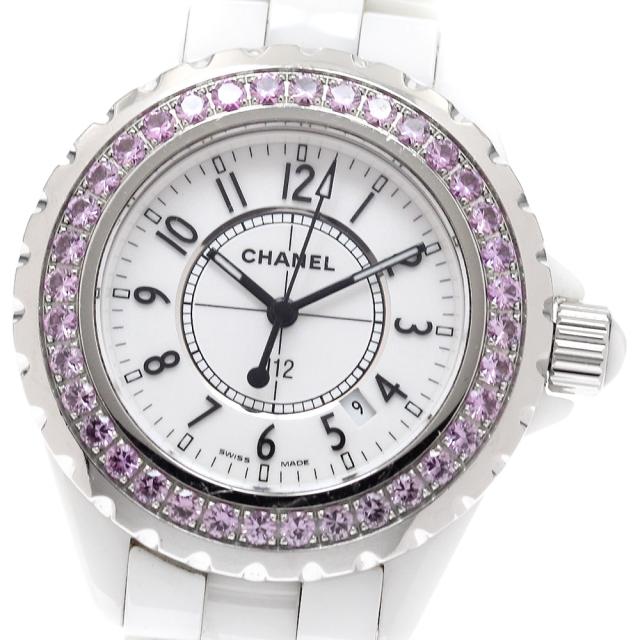 シャネル CHANEL H1181 J12 ピンクサファイアベゼル デイト クォーツ レディース _936020