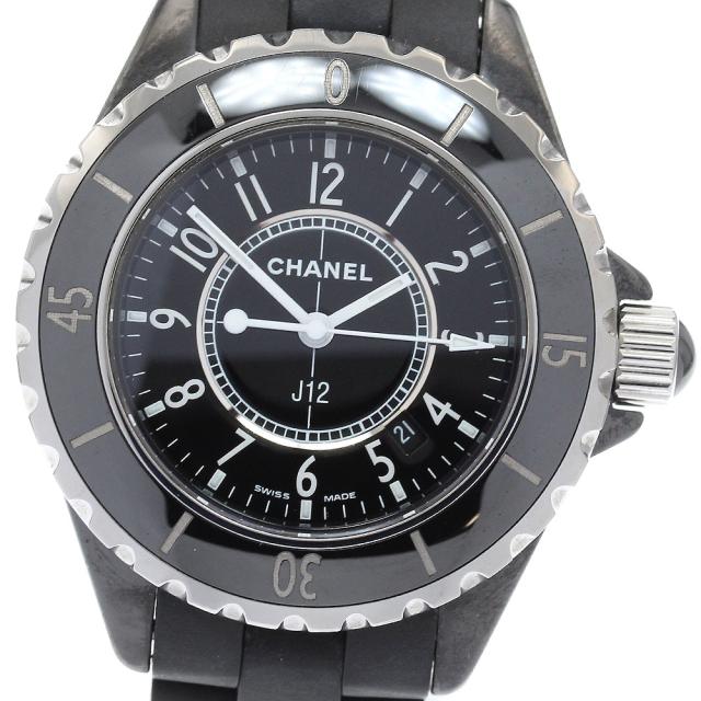 シャネル CHANEL H0681 J12 黒セラミック デイト クォーツ レディース 保証書付き_938959