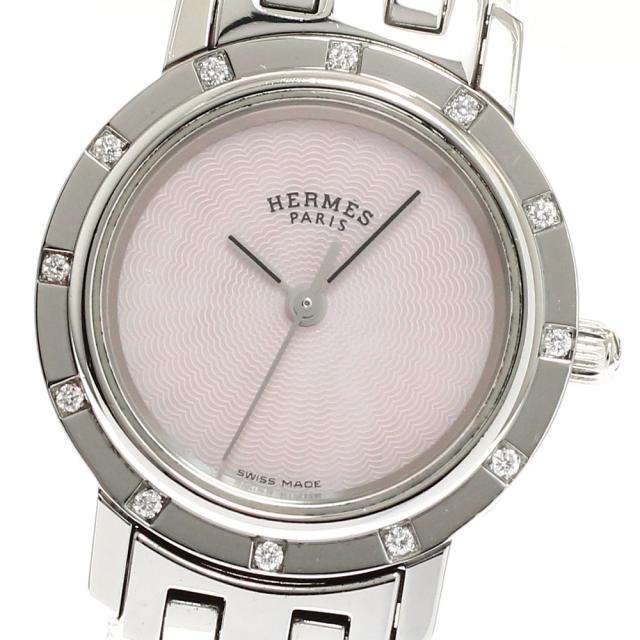エルメス HERMES CL4.230 クリッパー ナクレ ベゼル 12Pダイヤ クォーツ レディース _934751