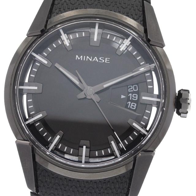 ミナセ MINASE VM04-R03SD オールブラック ディヴァイド デイト 自動巻き メンズ 極美品 箱付き_938282