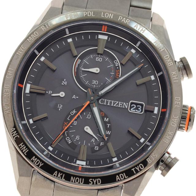 シチズン CITIZEN H800-T025871/AT8185-62E アクトライン ブラックチタン エコドライブ ソーラー電波 メンズ 美品 箱・保証書付き_938570