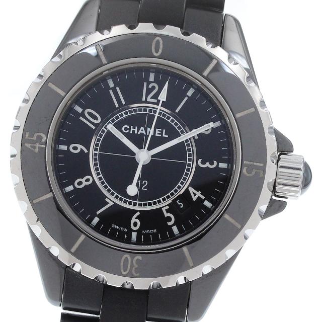 シャネル CHANEL H0681 J12 黒セラミック デイト クォーツ レディース 保証書付き_920254