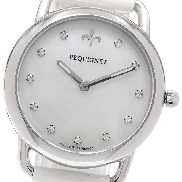 ペキネ Pequignet 8333503CD/GV モーレア エキウス 11Pダイヤ クォーツ レディース 良品 _941914