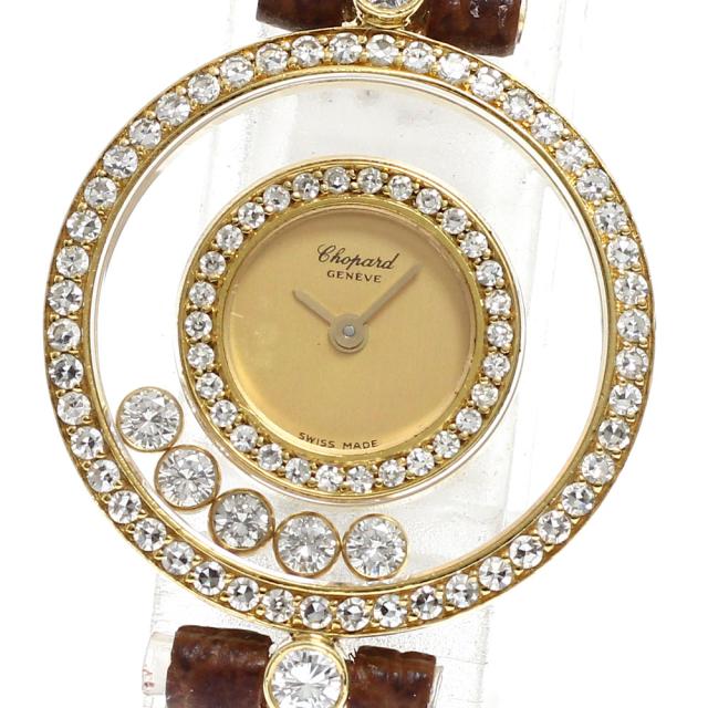 ショパール Chopard 20/3957 ハッピーダイヤモンド K18YG ダイヤベゼル クォーツ レディース _673697