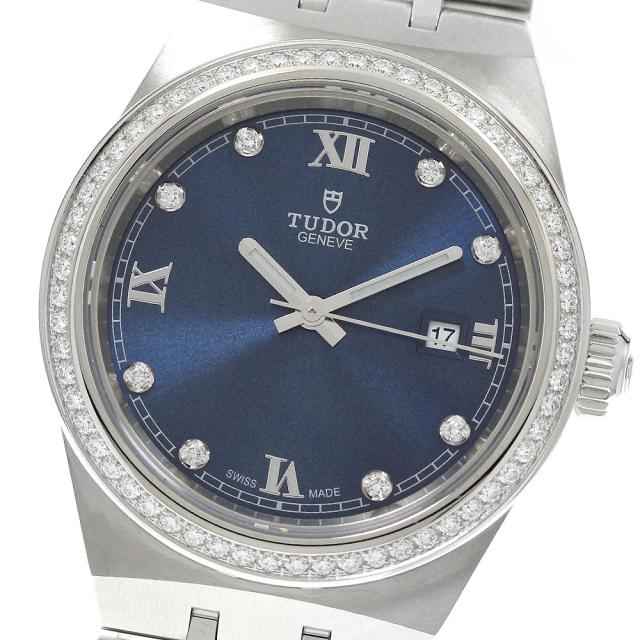 チュードル TUDOR 28320 ロイヤル 8P ダイヤベゼル デイト 自動巻き レディース 極美品 箱・保証書付き_942523