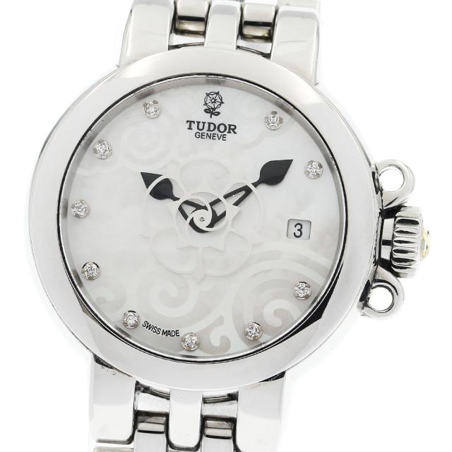 チュードル TUDOR 35100 クレア ドゥ ローズ デイト 10Pダイヤモンド 自動巻き レディース _942698