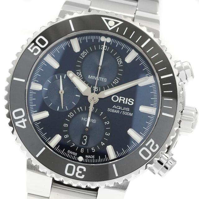 オリス ORIS 01 774 7743 4155 アクイス クロノグラフ デイト 自動巻き メンズ 良品 箱・保証書付き_939367