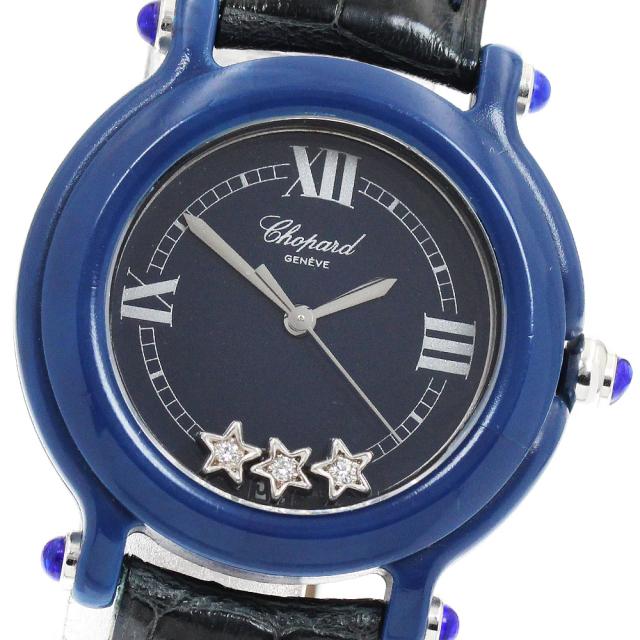 訳あり ショパール Chopard 27/7778 ハッピースター 3Pダイヤ デイト クォーツ レディース _942603