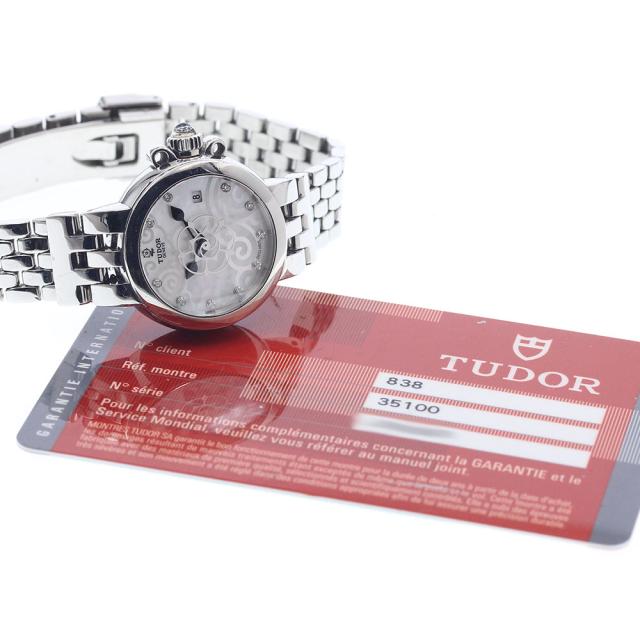 チュードル TUDOR 35100 クレア ドゥ ローズ デイト 10Pダイヤモンド 自動巻き レディース 保証書付き_942592_1