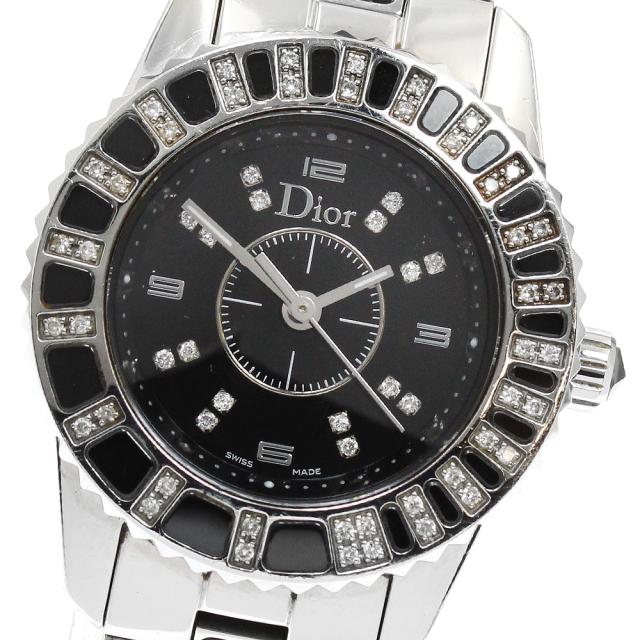 ディオール Dior CD112116 クリスタル ダイヤベゼル 16Pダイヤ クォーツ レディース _943573