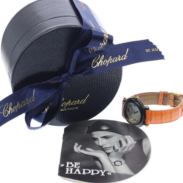 訳あり ショパール Chopard 27/7777 ビーハッピー 3Pダイヤ デイト クォーツ レディース 保証書付き_946662