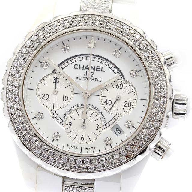 シャネル CHANEL H2009 J12 白セラミック アフターダイヤ クロノグラフ 自動巻き メンズ _896567