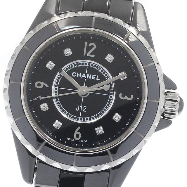 シャネル CHANEL H2569 J12 黒セラミック 8Pダイヤモンド クォーツ レディース _946975