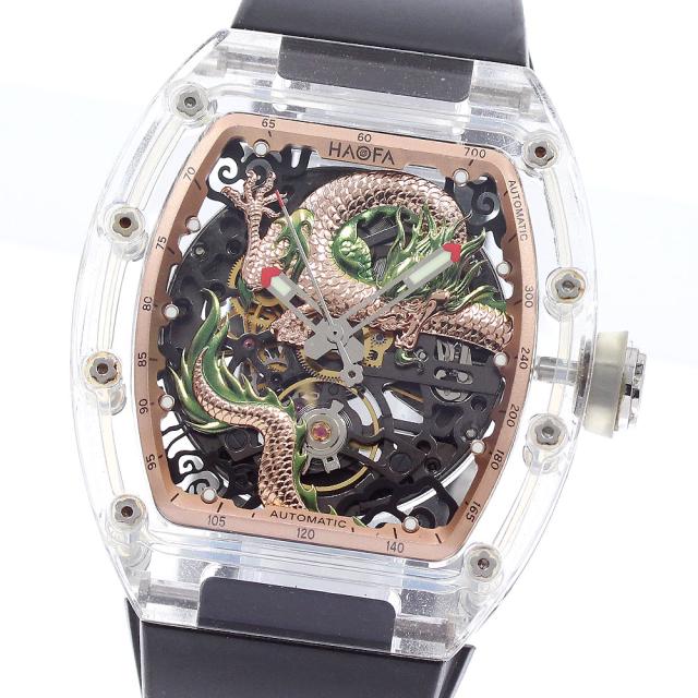 ハオファ HAOFA 2321 クリスタルケース スケルトン 自動巻き メンズ 良品 _918804