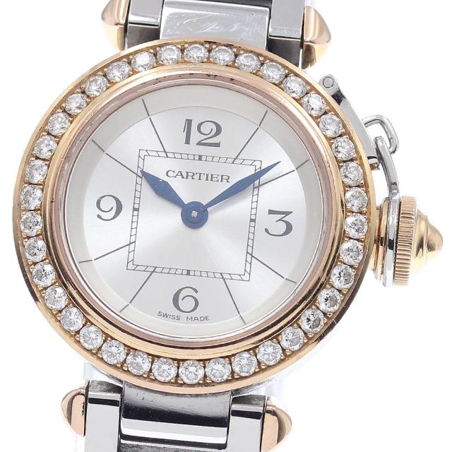 カルティエ CARTIER WJ124021 ミスパシャ K18PG ダイヤベゼル クォーツ レディース 良品 _948216