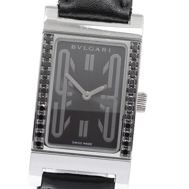 ブルガリ BVLGARI RT39S レッタンゴロ ブラックダイヤベゼル クォーツ レディース _948699