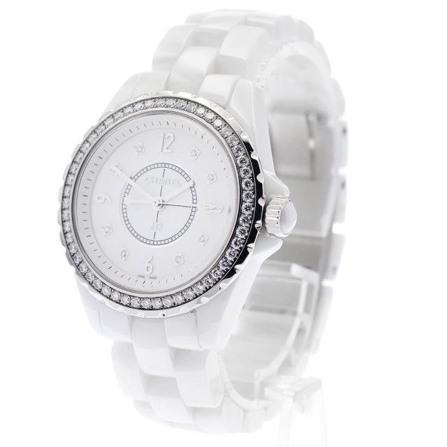 シャネル CHANEL H3110 J12 ダイヤベゼル 8Pダイヤ 白セラミック クォーツ レディース _947380_1