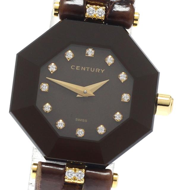 センチュリー CENTURY タイムジェム K18YG 12Pダイヤ クォーツ レディース 良品 _945579