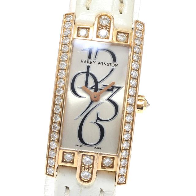 ハリーウィンストン HARRY WINSTON 332/LQRL.W/D3.1 アヴェニューCミニ K18PG ダイヤベゼル クォーツ レディース 箱・保証書付き_945952