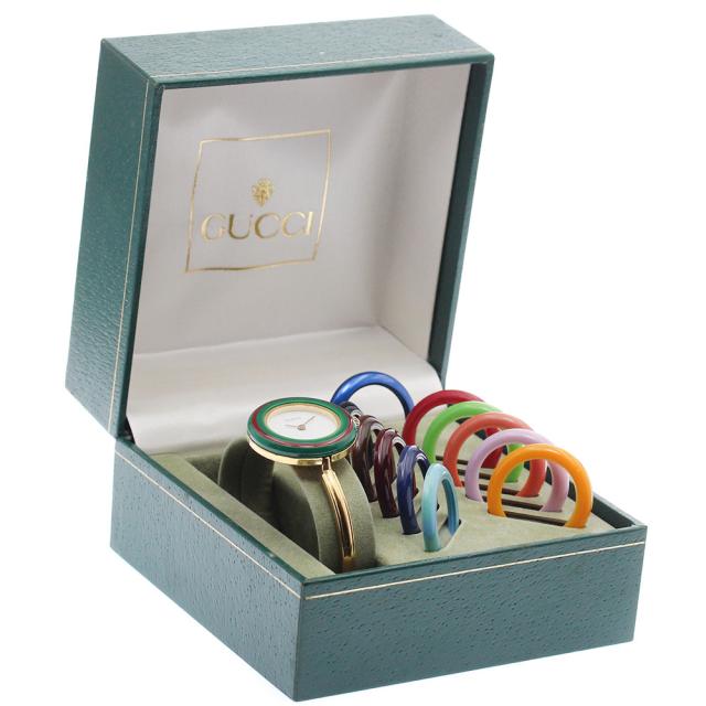 グッチ GUCCI 11/12.2 チェンジベゼル クォーツ レディース 内箱、替えベゼル付き_948810